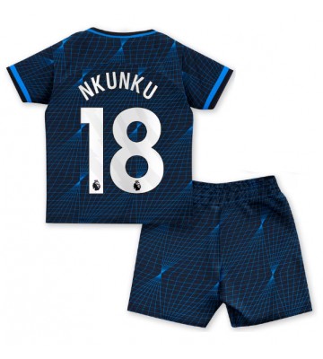 Chelsea Christopher Nkunku #18 Koszulka Wyjazdowych Dziecięca 2023-24 Krótki Rękaw (+ Krótkie spodenki)